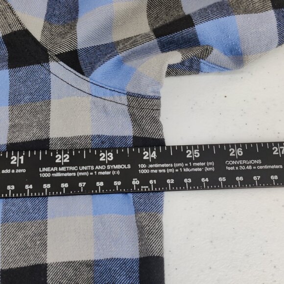 Duluth Trading 40 Grit Flannel Shirt Mens Large Tall Blue Gray Plaid Long Sleeve - Picture 9 of 12